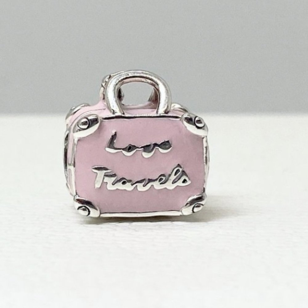 New Pandora Pink Travel Suitecase Bag Charm Bead